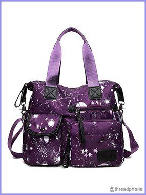 Nylon Tote Bag for Women Multi Pockets Shoulder Handbag Crossbody Satchel